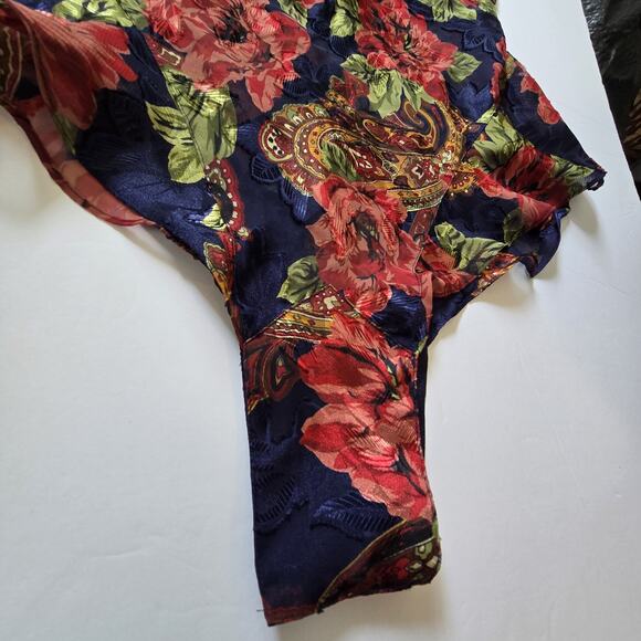 Vtg Victorias Secret Gold Label Floral Teddy Camisole Women M Satin Lace Romper - Picture 5 of 15